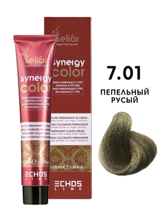 Крем-краска для волос Echos Line Seliar Synergy Color, 7.01 пепельный русый, 100 мл