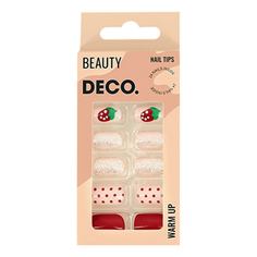 Накладные ногти Deco Warm up со стикерами, berry, 24 шт.