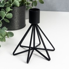 Подсвечник металл на 1 свечу Лофт. Конус свеча d=2 см черный 11,2х5,7х10,5 см No Brand