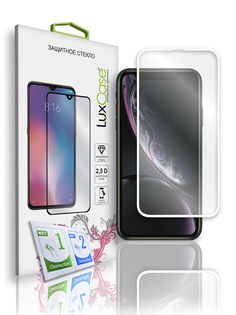 Защитное полноклеевое стекло LuxCase для iPhone XR, iPhone 11, 2.5D, Белая рамка, 78156