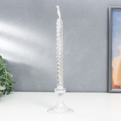 Подсвечник керосиновый стекло Витая свеча на подставке прозрачный 26х7х7 см No Brand