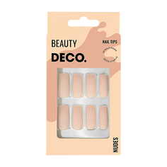 Набор накладных ногтей DECO. NUDES milk square (24 шт + клеевые стикеры 24 шт)