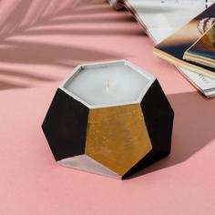 Свеча в подсвечнике (ручная работа) Черный и золото, 13 х 7 см No Brand