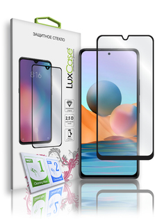 Защитное стекло LuxCase для Xiaomi Redmi Note 10 Pro, 2.5D, Черная рамка, 78456