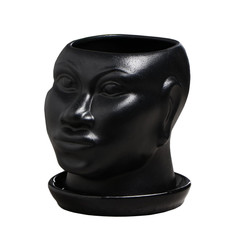 Горшок для цветов "Голова африканки", муар, чёрное, керамика, 1.4 л Sima Land
