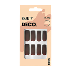 Набор накладных ногтей DECO. NUDES choco square (24 шт + клеевые стикеры 24 шт)