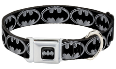 Ошейник для собак Buckle-Down Бэтмен щит с металлической застежкой 28-43 см черный
