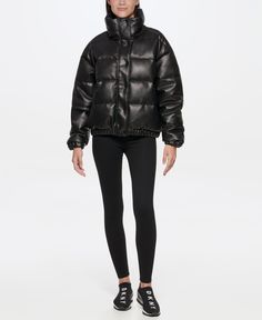 Кожаная куртка женская DKNY DP1J9077 черная XS