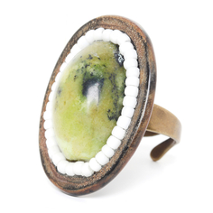 Кольцо из бижутерного сплава с бирюзой/перламутром Nature Bijoux NB20.2-19-23831