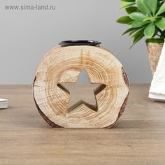 Подсвечник дерево на 1 свечу Спил - звезда 9х10х5 см No Brand
