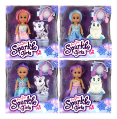 Кукла Sparkle Girlz Зимняя принцесса с питомцем 11 см