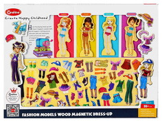 Игра на магнитах "Модные девчонки", 63 элемента одежды + 4 куклы Sima-Land