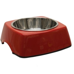 Одинарная миска для кошек и собак Dog Fantasy квадрат, металл, красный, 0.35 л