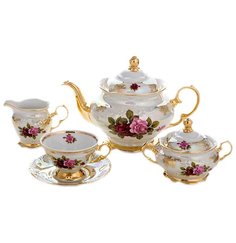 Чайный сервиз на 6 персон 15 предметов МаМ декор "Фредерика /Роза перламутр" / 019415