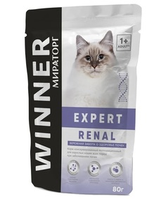 Влажный корм для кошек Winner Renal, курица, лосось, 80г