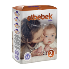Подгузники детские ELBEBEK MINI (3-6 кг) большая пачка 72 шт, ELB-MIN3KG72