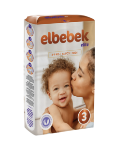 Подгузники детские ELBEBEK MIDI (4-9 kg) большая пачка 66 шт, 600006550621