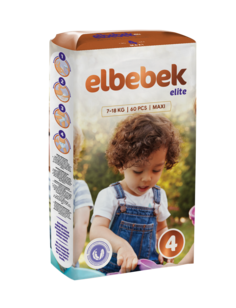 Подгузники детские ELBEBEK MAXI (7-18 кг) большая пачка 60 шт, ELB-MAX7KG60