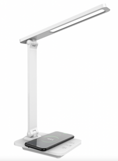 Складная настольная LED лампа с режимом чтения и беспроводной зарядкой, белая Box69