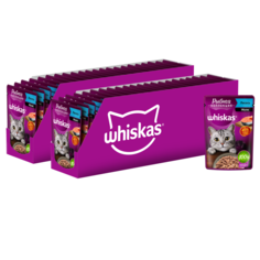 Влажный корм Whiskas Мясная коллекция, для взрослых кошек, с лососем, 56 шт по 75 г