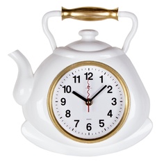 Часы настенные Рубин чайник 27х28,5 см, корпус белый с золотом "Классика"(3129-002)