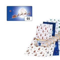 Транспарентная бумага Folia "Олени в упряжке", 89105, голубой, 115 г.м², 50,5х70 см