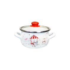 Кастрюля эмалированная INTEROS Променад 2.1 л со стеклянной крышкойпосуда Интерос