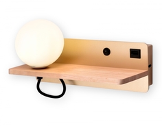 Настенный светильник с выключателем, USB портом и полкой Ambrella Light