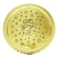 Поднос декоративный круглый с лазерной гравировкой "Колокольчики" латунный Кольчугинский мельхиор