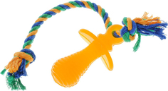 Жевательная игрушка для собак DOGLIKE Соска с канатом и этикеткой, желтый, длина 35 см
