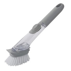 Щетка- губка Cleaning Brush для мытья посуды с дозатором для моющего средства/ серый No Brand