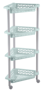 Этажерка угловая на колесах Бытпласт 400 x 270 x 840 мм светло-голубая