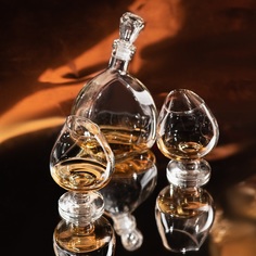 Набор из двух хмельных коньячных бокалов с хмельным плоским графином Хмельное стекло