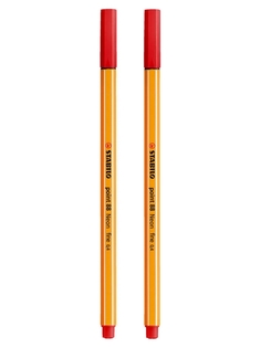 Капиллярная ручка-линер для скетчинга 0,4мм STABILO Point 88, красная (2шт)