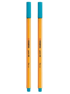 Капиллярная ручка-линер для скетчинга 0,4мм STABILO Point 88, голубая (2шт)