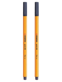 Капиллярная ручка-линер для скетчинга 0,4мм STABILO Point 88, сине-серая (2шт)