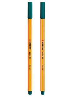 Капиллярная ручка-линер для скетчинга 0,4мм STABILO Point 88, зеленовато-бирюзовая (2шт)