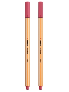 Капиллярная ручка-линер для скетчинга 0,4мм STABILO Point 88, клубнично-красная (2шт)