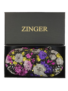 Маникюрный набор на молнии Zinger MS-7104, 6 предметов, чехол цветы, фиолетовый