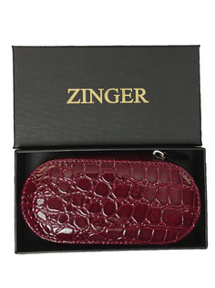 Маникюрный набор на молнии Zinger MS-7104, 6 предметов, чехол бордовый крокодил