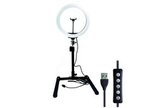 Кольцевая лампа RGB 30 см на настольном штативе с держателем телефона Mobicent