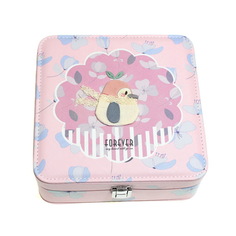 Шкатулка для ювелирных изделий Сундучок с аппликацией, 18х7х18 см, розовый пингвин No Brand