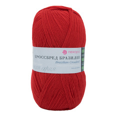 Пряжа Пехорка Кроссбред Бразилии 100г, 500м (меринос, акрил) (88-Красный мак), 5 мотков
