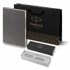 Подарочный набор: ручка перьевая Parker Jotter Stainless Steel и ежедневник серый 2030946