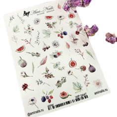 Слайдер для дизайна ногтей Ami-Nails ягоды, листья, нежность