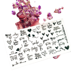 Слайдер для дизайна ногтей Ami-Nails черные надписи 3018