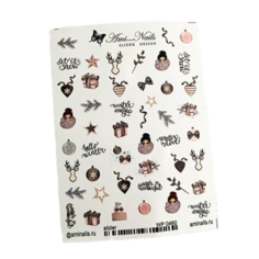 Слайдер для дизайна ногтей Ami-Nails олени, шарфы, зима