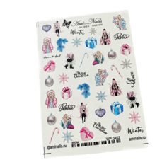 Слайдер для дизайна ногтей Ami-Nails розовый, девушки, зима