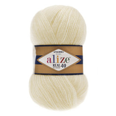 Пряжа ALIZE Angora real 40 100 г, 480 м (шерсть, акрил) (01 кремовый), 5 мотков