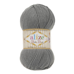 Пряжа Alize Baby Best 100 г, 240 м (бамбук, акрил) антипиллинг (344 серый), 5 мотков